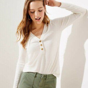 NWT LOFT Henley Tee Whisper White
